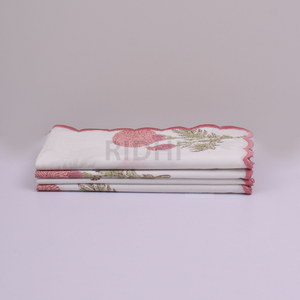 Serviettes de table en coton réutilisables Ridhi, imprimées à la main avec des motifs floraux, brodées, pour restaurant, hôtel, mariage - Product Image 5