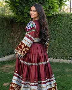 Tenues de mariage afghanes traditionnelles, robe de mariée afghane brodée à la main, robe de mariée de luxe, design personnalisé, vente en gros, robes décontractées - Product Image 5