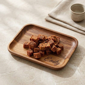 Plateau de service en bois personnalisé, rectangulaire, gravé avec le nom Charlotte, design moderne minimaliste, fait main, respectueux de l'environnement, assiettes - Product Image 2