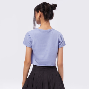 T-shirt court classique pour femme en mélange de coton doux, respirant, idéal pour l'été, tenue décontractée élégante et confortable, en promotion - Product Image 2