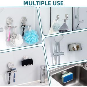 Confezione da 2: Supporto per Rasoio a Ventosa Potente in Acciaio Inossidabile 304, Ganci a Ventosa Eleganti per Bagno, per Asciugamani, Spugne e Accappatoi - Product Image 2