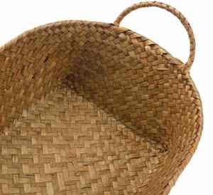 Best Choice Water Hyacinth Eco-Friendly Multifunction Storage <b>Basket</b> Handwoven Natural Handles <b>Foldable</b> for Kitchenware Tree - Product Image 3