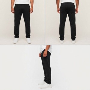 Pantalon de jogging pour homme, noir uni, taille élastique, décontracté, en tricot uni - Product Image 6