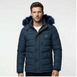 Chaqueta Parka informal para hombre, gabardina cálida de invierno con capucha, piel de oveja, tela de lona de talla grande, patrón de ocio al aire libre - Product Image 1