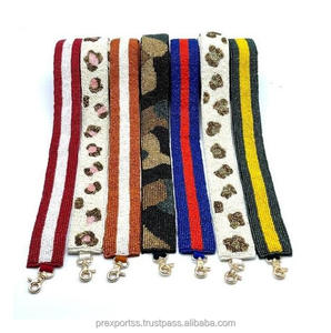 Animal Print Beaded <b>Strap</b> Handmade Durable <b>Shoulder</b> Belt Custom Leopard Camo Stripe Purse Handle Trendy Embroidery Bag Accessory - Product Image 1