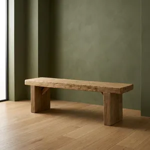 Banco de Patio Minimalista de Madera Maciza, Muebles de Exterior Duraderos, Asientos Modernos para Entrada y Sala de Estar - Product Image 3
