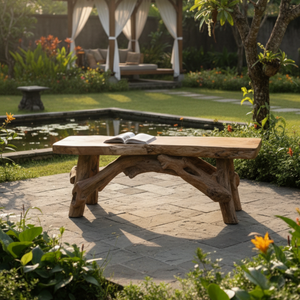 ARTERRA Premium Rustic Teak Root <b>Bench</b> Handmade Artisan Durable Natural Outdoor/Hotel/Patio/Villa Living Room - Product Image 3