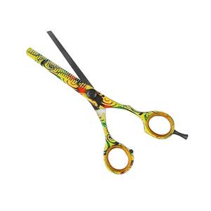 Ciseaux à cheveux à motifs colorés avec 30 dents, pointe arrondie, pour droitiers, manche long - Product Image 4