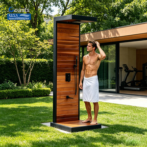 Robinet sur pied haut <span class=keywords><strong>de</strong></span> gamme au design élégant, à finition acajou massif, à jet cascade, pour cour, toit urbain, piscine extérieure et douche - Product Image 1