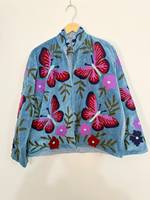 Veste réversible en velours tissé léger et écologique, style bohème, motif papillon, pour l'hiver, par le fabricant Eco-Friendly.