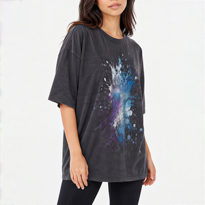Women's Oversized Crew Neck T-<b>Shirt</b> With Blue Purple <b>Paint</b> Splatter Graphic Print Drop Shoulder Loose Fit T <b>shirt</b> for Women - Product Image 4