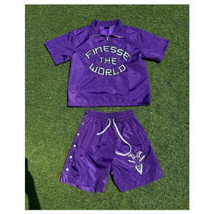 Conjunto de Chaqueta Cortavientos Personalizada de Alta Calidad para Hombre, Sudadera con Botones Laterales y Pantalones Cortos, Chaqueta Cortavientos de Nailon con Cremallera, Sudaderas con Capucha y Pantalones Cortos - Product Image 1