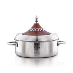 Plat de service de luxe en acier inoxydable avec couvercle en bois pour buffet, chauffe-plats et service traiteur - Product Image 1