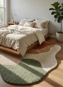 Luxury Modern <b>Abstract</b> Regular Area Rug Soft Hand Tufted Wool Anti-Slip Medium Pile for Living Room Bedroom Decor - Product Image 3