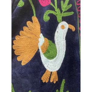 Hand <b>Embroidered</b> Knitted Velvet Cotton <b>Jacket</b> <b>Women</b> Full Sleeve Autumn Winter Bohemian Heart Pattern Eco-Friendly Open Front - Product Image 5