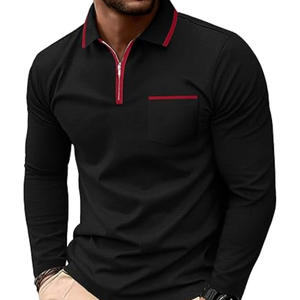 Polo de manga larga con cremallera para hombre, camisa de golf informal clásica, camiseta con cuello elegante para uso diario - Product Image 1