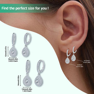 Pendientes de Diamante Moissanite de 0.5/1 ct con Certificado GRA, Pendientes de Plata de Ley 925 con Forma de Lágrima - Product Image 6