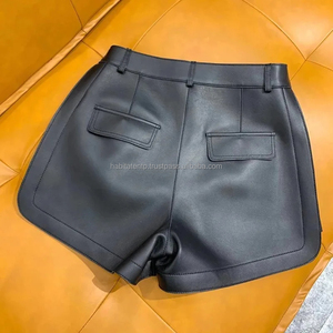 Women Clothing Short Maker Custom Manufacture Real Lambskin Wide Leg <b>Sexy</b> Half <b>Pants</b> Booty White Shorts - Product Image 5