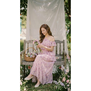 Vestido Maxi de Verano para Mujer, de Alta Calidad, Estilo Vintage, con Volantes en Capas, Estampado Floral, Elegante, sin Tirantes, Tejido, para Fiesta o Playa - Product Image 1
