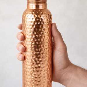 Pure Copper Hammered Water Bottle 600ML Handcrafted Ayurvedic Leakproof Portable Anti-corrosion Gift Box Packaging <b>Drinkware</b> - Product Image 2