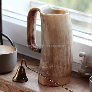 Taza de cuerno de buey, jarra vikinga hecha a mano, acabado pulido, ideal para regalos y decoración de Bar - Product Image 1