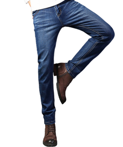 Men's Custom Logo Ripped High <b>Waist</b> Garment Dyed Multi-Pocket Slim Fit Straight Cotton <b>Jeans</b> Plus Size Available - Product Image 2