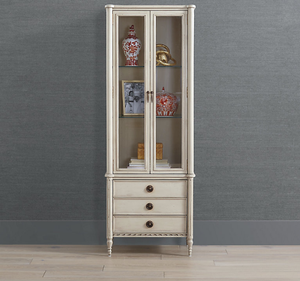 Vitrina Clásica y Elegante de Madera de Caoba Sólida, Minimalista, Hecha a Mano, con Puerta de Vidrio y Cajón de Almacenamiento para Dormitorio, de Lujo - Product Image 4