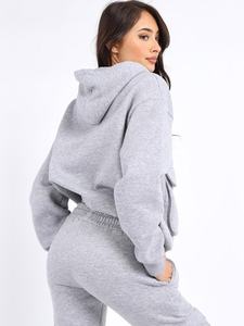 Ensemble de survêtement deux pièces épais et de haute qualité pour femmes grandes tailles, 100 % coton, avec logo personnalisé, comprenant un pantalon de survêtement et un sweat à capuche - Product Image 4