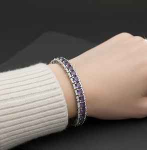 Pulsera de tenis de plata de ley 925 con amatista, piedra de nacimiento de febrero, joyería de gema morada, regalo para mujer - Product Image 2