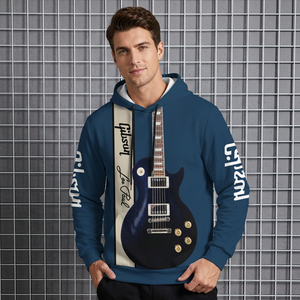 Sweat à capuche pour homme Gibson Les Paul avec imprimé de guitare, coupe classique, respirant, poche avant, logo, vêtements d'hiver, sports de plein air - Product Image 2