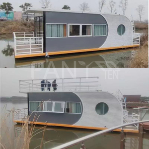 Chine maison d'eau préfabriquée conteneur solaire ponton hangar à bateaux kit péniche coque en aluminium <span class=keywords><strong>hôtel</strong></span> flottant <span class=keywords><strong>de</strong></span> luxe avec moteur - Product Image 2