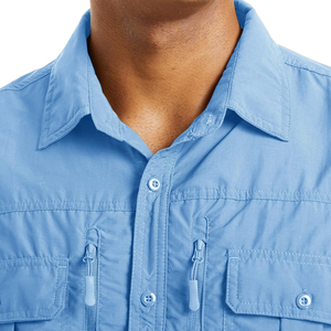 Camisa de senderismo para hombre de alta calidad con logotipo personalizado bordado, ligera y de alto rendimiento, para senderismo, pesca y caza. - Product Image 5