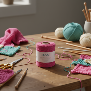 Bobina di cordoncino di cotone ILAN 3mm colore fucsia per lavori artigianali - Product Image 2