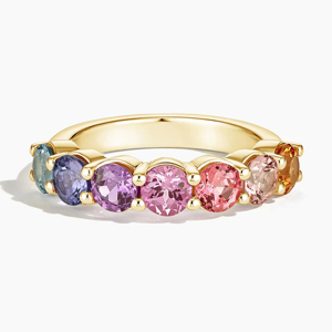 Bague en or jaune pour femme avec pierres précieuses multicolores, style classique, à porter au quotidien - Product Image 1