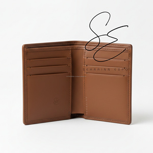 Portefeuille classique pour homme en cuir véritable marron, en cuir de vachette à poils, porte-cartes fin, logo personnalisé, portefeuille minimaliste de style cowboy - Product Image 5