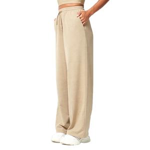 Personalizado de las mujeres Jogger pantalón alto transpirable pierna recta holgado hecho de algodón poliéster cuerda tela elástica Casual liso - Product Image 5