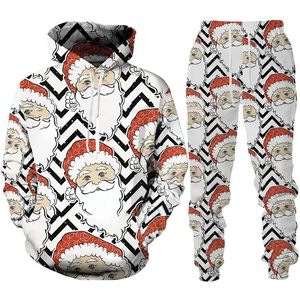 Ensemble de survêtement de Noël personnalisé en molleton 100 % coton avec sweat à capuche et pantalon de jogging pour l'hiver - Product Image 3