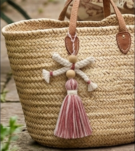 <b>Tassel</b> Angel Ornament Red White Striped Rope Decorative Hanging Keychain - Product Image 5
