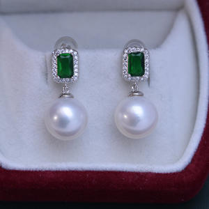 Pendientes Colgantes de Perlas Redondas Blancas de Agua Dulce de 10-11 mm para Mujer, Plata S925, Estilo Minimalista, Luz Intensa, Ligeras Imperfecciones - Product Image 3