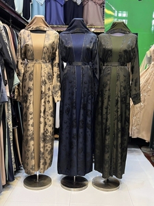 Abaya Modeste Légère à Manches Longues Perlée et Pailletée, Longueur Cheville, Style Dubaï, Traditionnelle Musulmane Faite à la Main, Hiver Automne, Vente en Gros - Product Image 3