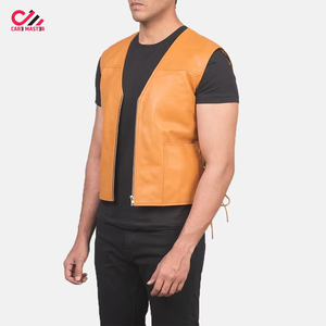 Chaleco de Cuero Marrón para Hombre con Cuello en V, Transpirable, de Secado Rápido, Ropa Exterior Informal para Invierno, Servicio OEM Disponible - Product Image 5