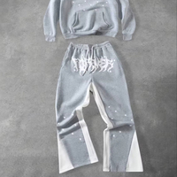 Ensemble sweat à capuche et pantalon de survêtement Y2K personnalisé avec logo, grande taille, en molleton de coton 300g, poids moyen, style vintage, coupe oversize, imprimé sérigraphié, respirant, couleur unie