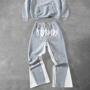 Y2K Custom Logo Baggy 300g Fleece Cotton Midweight Vintage Oversized Sweatpants Hoodie Set Screen Printed Breathable Plus Size - Product Image 6