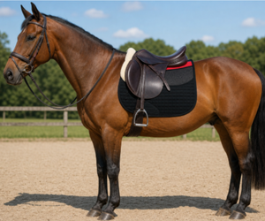 Half <b>Fur</b> Horse Saddle Pad | Mesh Breathable Equestrian Saddle Cloth | Shock Absorbing Dressage & Jumping Saddle Pad - Product Image 3
