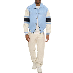 Chaqueta de Invierno para Hombre, de Cuero Genuino, Corte Ajustado, Transpirable, Estilo Urbano, Cuello Alto, Logotipo Frontal, Servicio OEM de Alta Calidad, 340g, Personalizable - Product Image 1