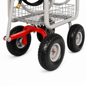 Enrouleur de tuyau d'arrosage robuste de 400 pieds avec 4 roues en PU de 10 pouces et panier de rangement pour l'entretien de la maison et du jardin, portable ODGGAD019 - Product Image 3