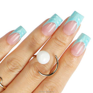 Ongles 3D français en ABS à pression avec adhésifs, logo personnalisé, carrés/circulaires/pailletés, sans pression, aspect naturel, pour salon de manucure - Product Image 2