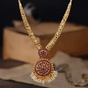 Fashion Jewelry Necklace Set-round Kemp Stone Embellished Pendant Style - Product Image 3