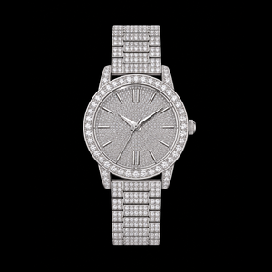 Reloj de Lujo para Mujer con Diamantes, Caja Redonda de Acero Inoxidable de 36 mm, Esfera Analógica con Números Romanos, Cierre Desplegable, Movimiento de Cuarzo - Product Image 1