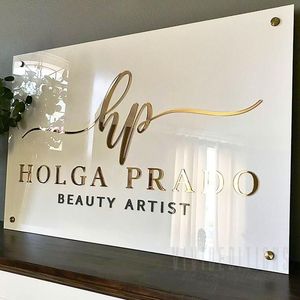 Luxury <b>Acrylic</b> LED Name Plate for Home Office Salon | Premium Golden <b>Mirror</b> Custom Name Board Wall Sign Office Plaque <b>Acrylic</b> - Product Image 3
